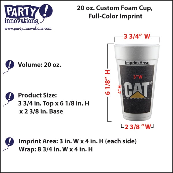 Imprinted Tall Styrofoam Coffee Cups (20 Oz.)