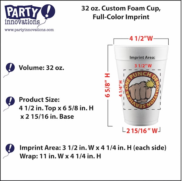 Tall White Styrofoam Coffee Cup - 32 Oz  Custom Event Decor 